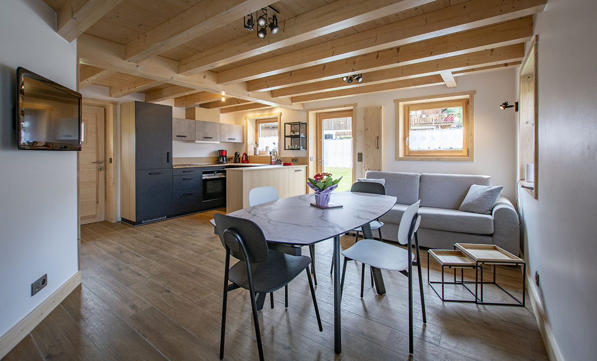 Cuisine ouverte sur séjour Chalet individuel